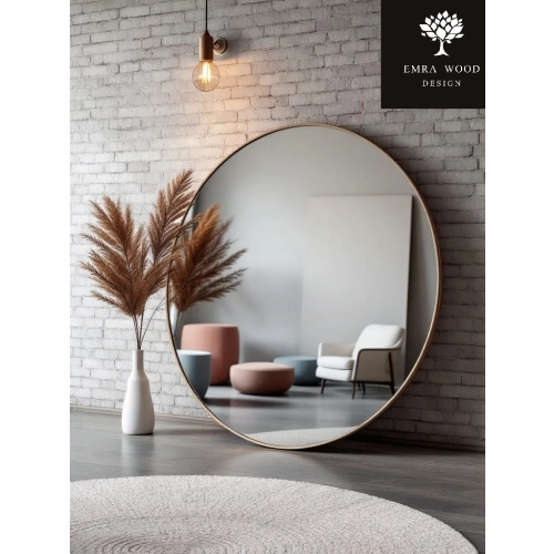 Lustro Okrągłe HALO BLACK – Nowoczesne Lustro w Czarnej Ramie MDF SLIM do Salonu, Przedpokoju i Sypialni